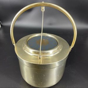 VINTAGE BW BUENILUM BRASS ICE BUCKET With Milk Glass Liner 7”